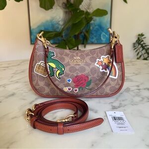 COACH Teri Shoulder Bag In Signature Canvas With Sticker Print CV939 Crossbody